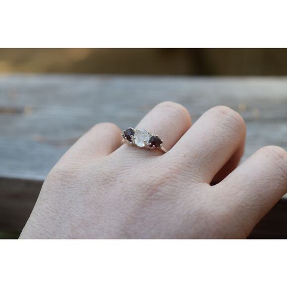 Garnet Ring, rough diamond ring, anniversary ring, raw stone rings, promise ring - Picture 5 of 6